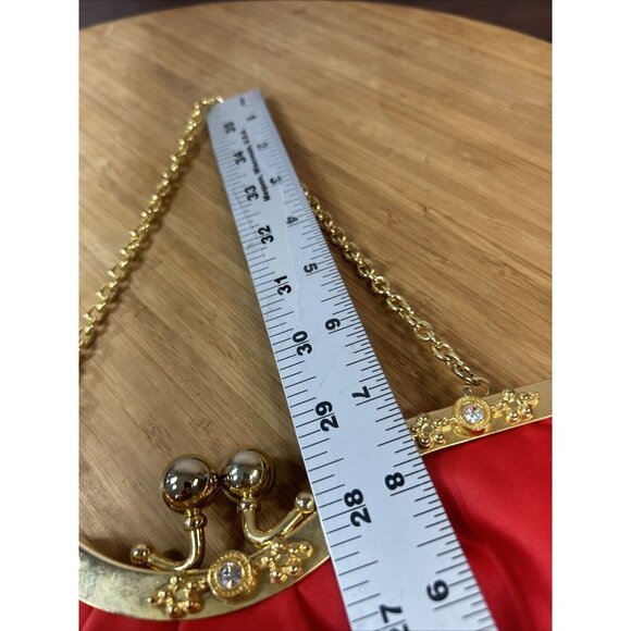 Jessica McClintock Red Satin Clutch Purse Gold Chain Snap closure with bling - Picture 9 of 9